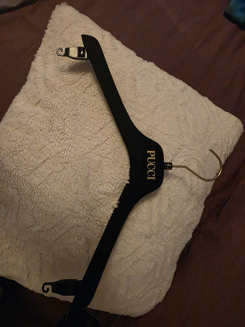 Emilio Pucci Authentic Black Velvet Hanger Gold Logo